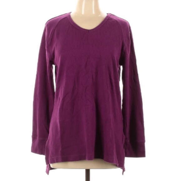 Bleu Bayou Purple Thermal Long Sleeve VNeck Top Size Large - Picture 1 of 6